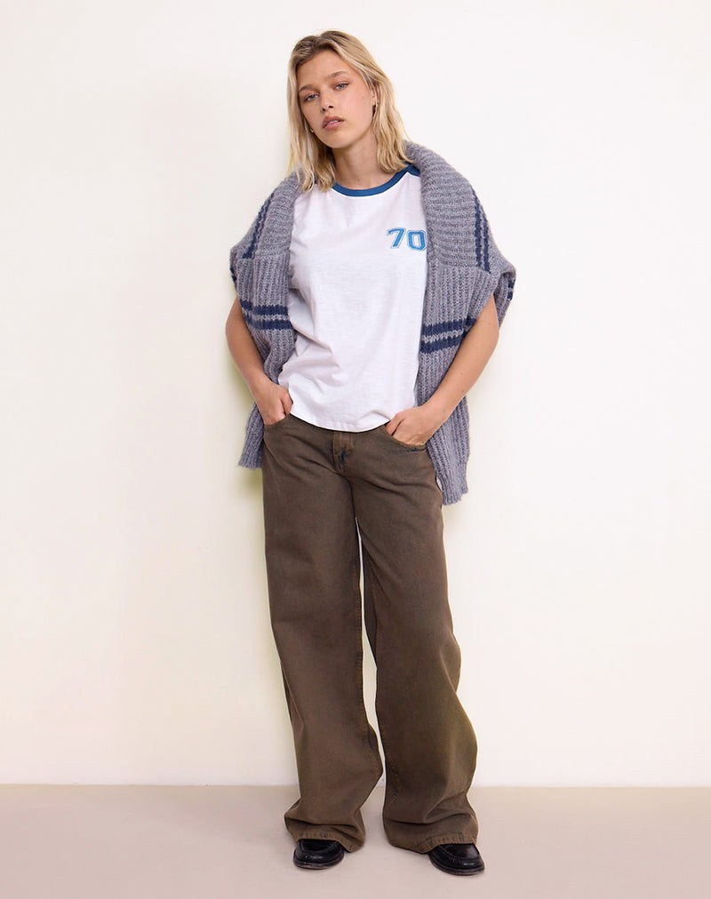 Bild von Jihan Top in Off White mit mediterranem blauem Einband