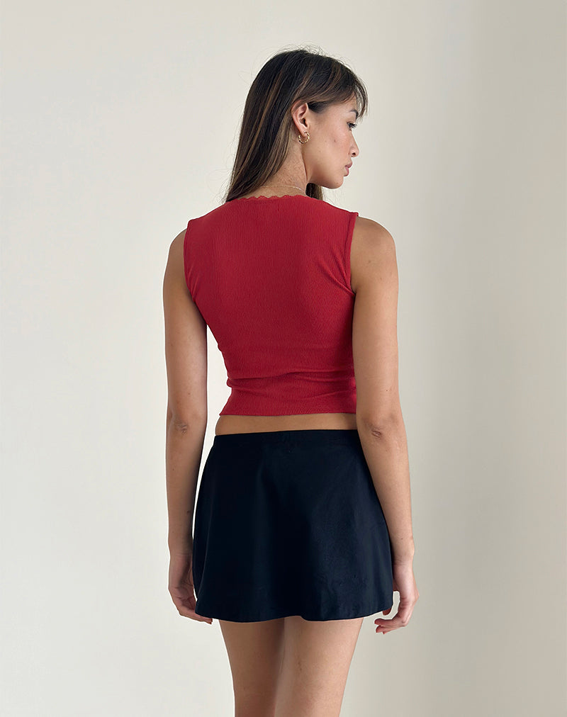 Image of Jinila Top in Adrenalin Rot mit Spitzenbesatz und Schleife