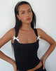 Image of Jiniso Crop Top in Schwarz mit elfenbeinfarbenen Schleifen