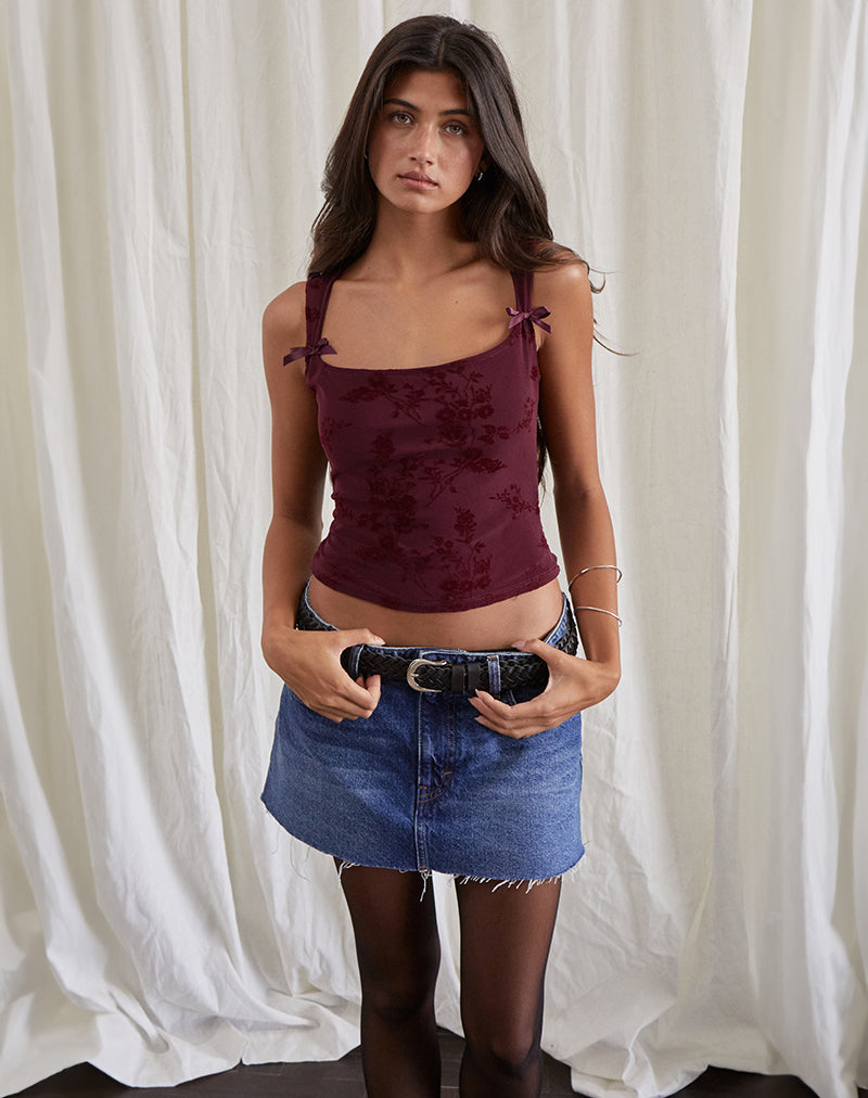Bild von Jiniso Vest Top in Botanical Flower Flock Maroon