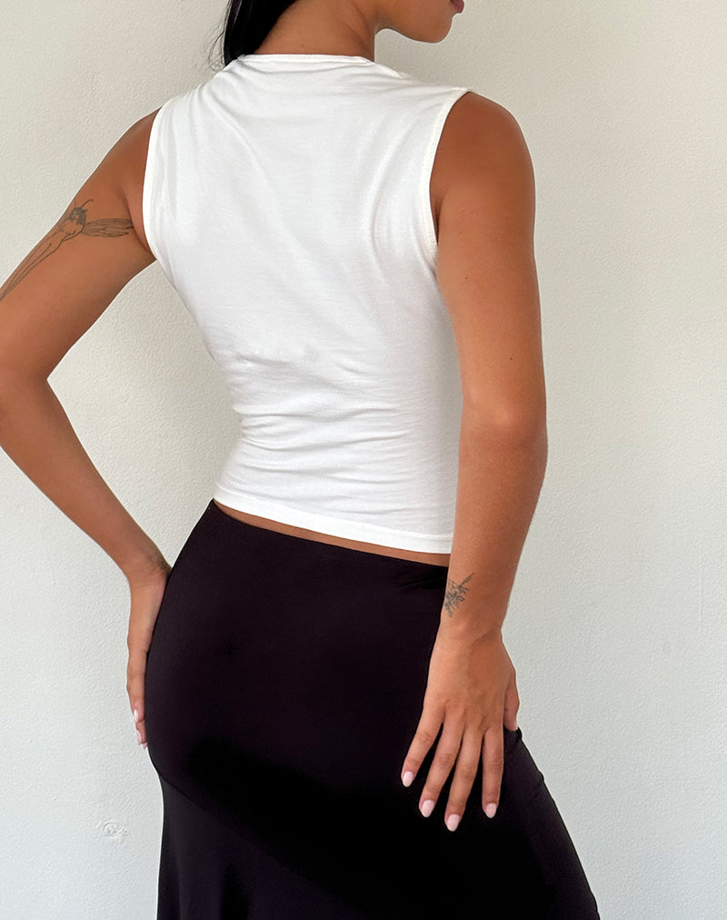 Image of Jiniso Crop Top in Off White mit schwarzen Schleifen