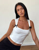 Image of Jiniso Crop Top in Off White mit schwarzen Schleifen