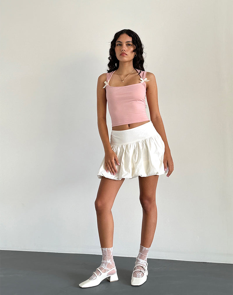 Bild von Jiniso Crop Top in Pink Lady mit elfenbeinfarbenen Schleifen