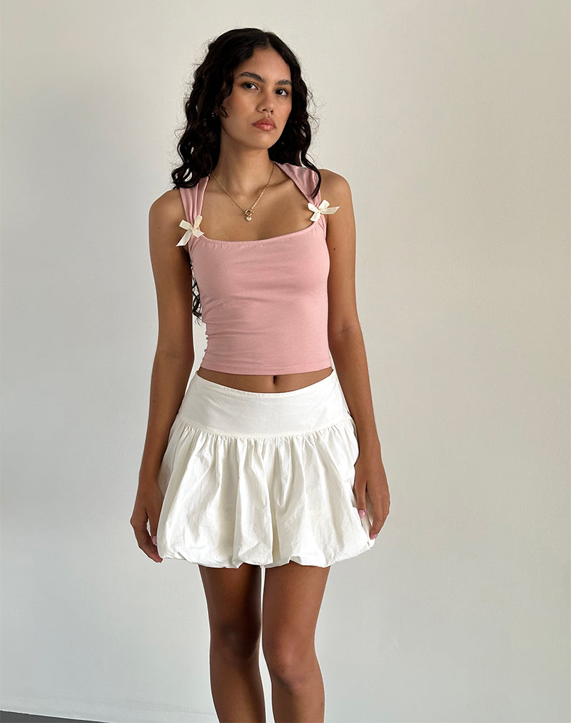 Bild von Jiniso Crop Top in Pink Lady mit elfenbeinfarbenen Schleifen