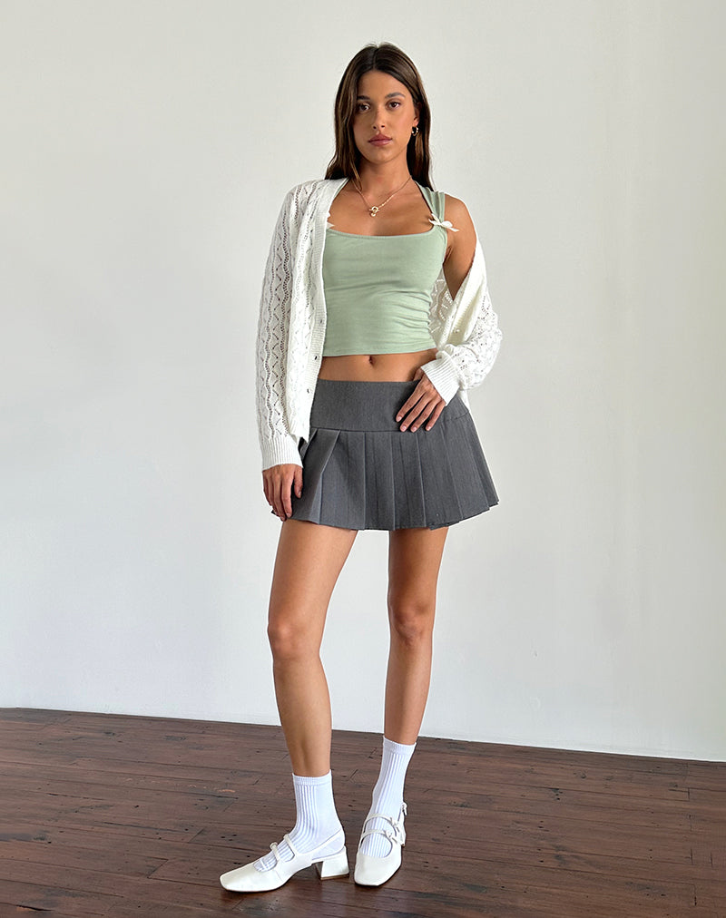 Jiniso Crop Top in Salbei mit elfenbeinfarbenen Schleifen