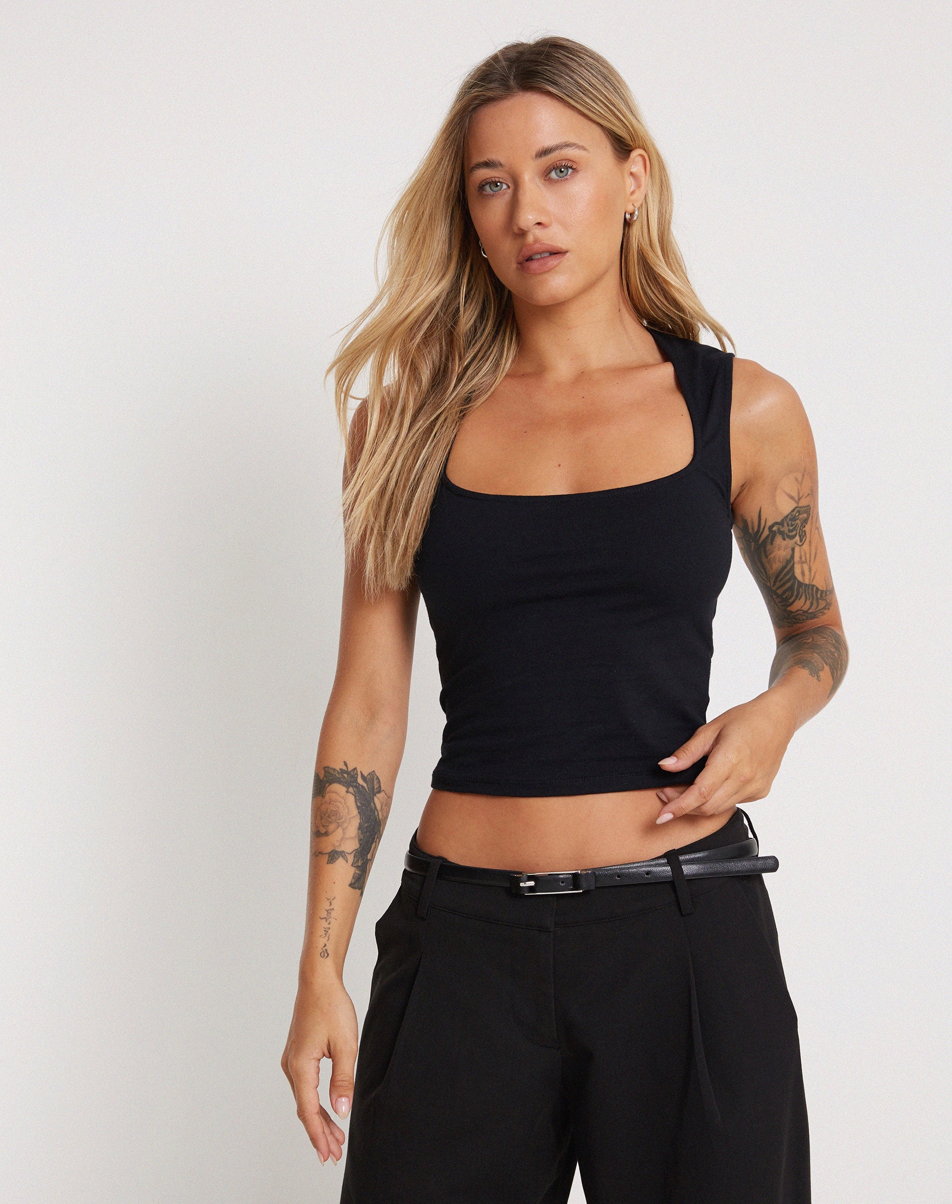 Bild von Jinsu Crop Top aus Lycra Schwarz