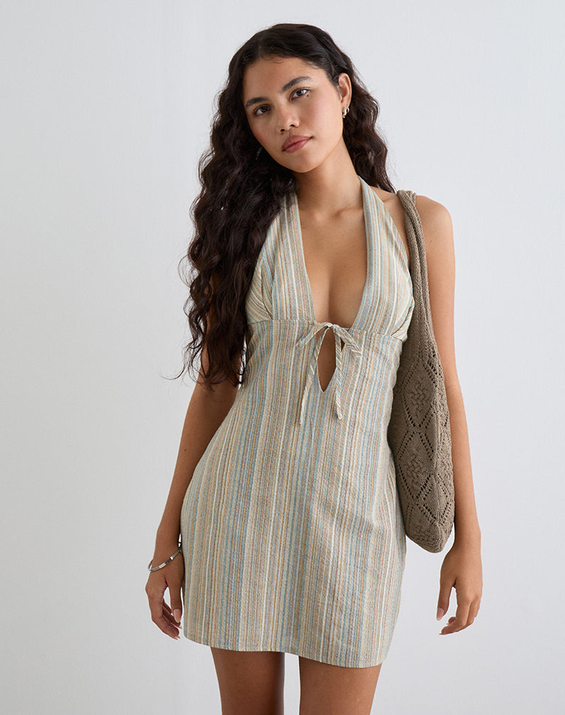 Image of Jioner Minikleid in Gelb gestreift mit Innenfutter