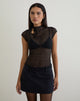 Image of Jiwon Schlüsselloch-Top aus Polka-Spitze Schwarz