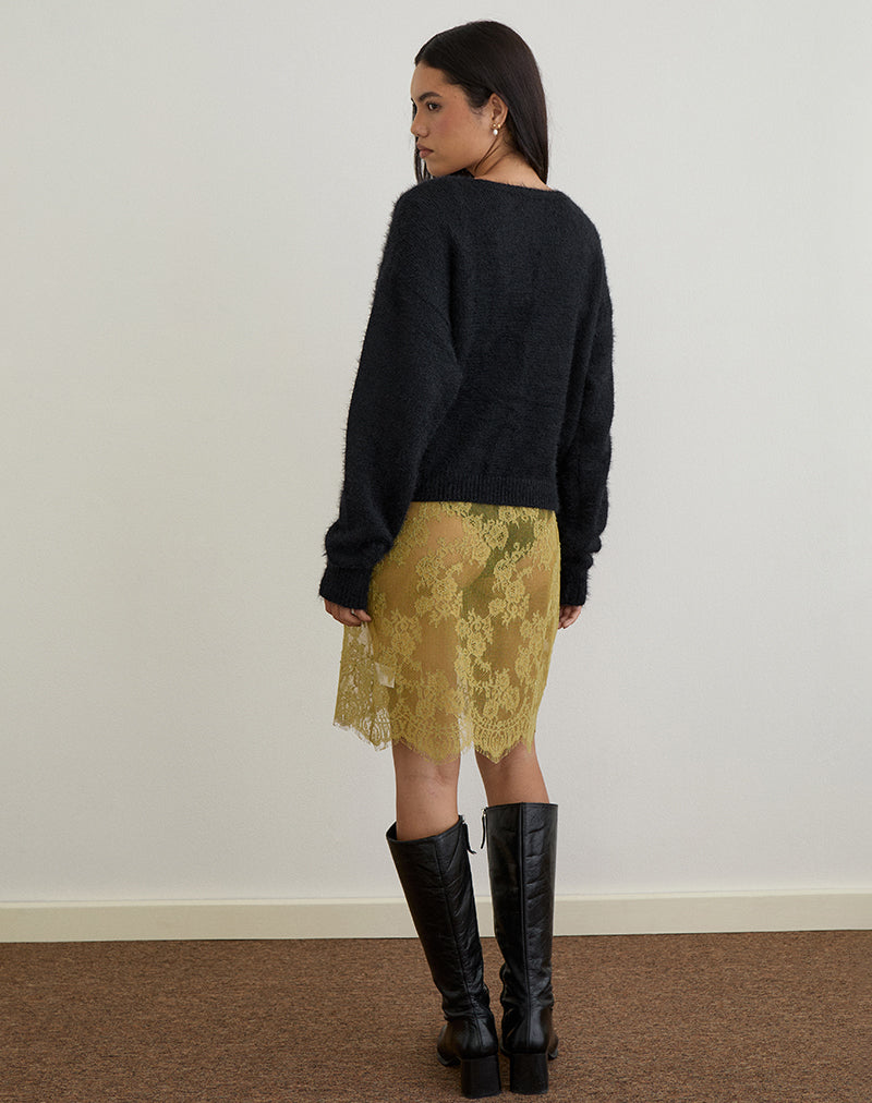 Image of Jiyo Geraffte Strickjacke aus Strick Schwarz