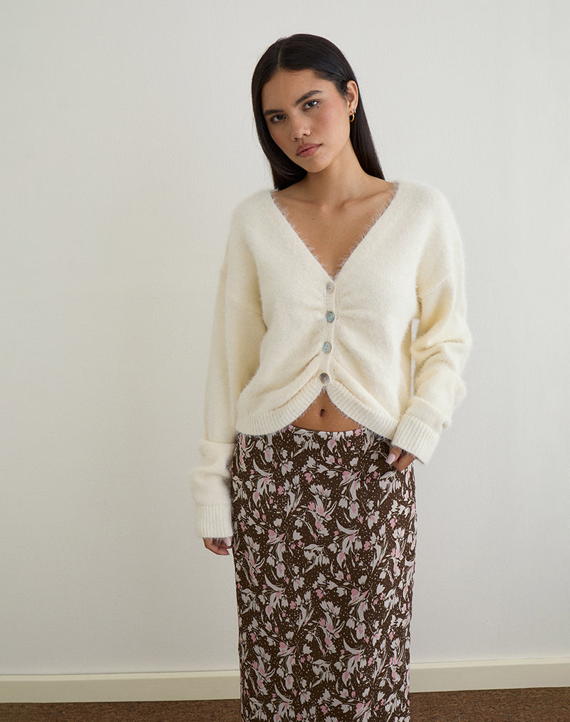 Bild von Jiyo Geraffte Strickjacke in Elfenbein