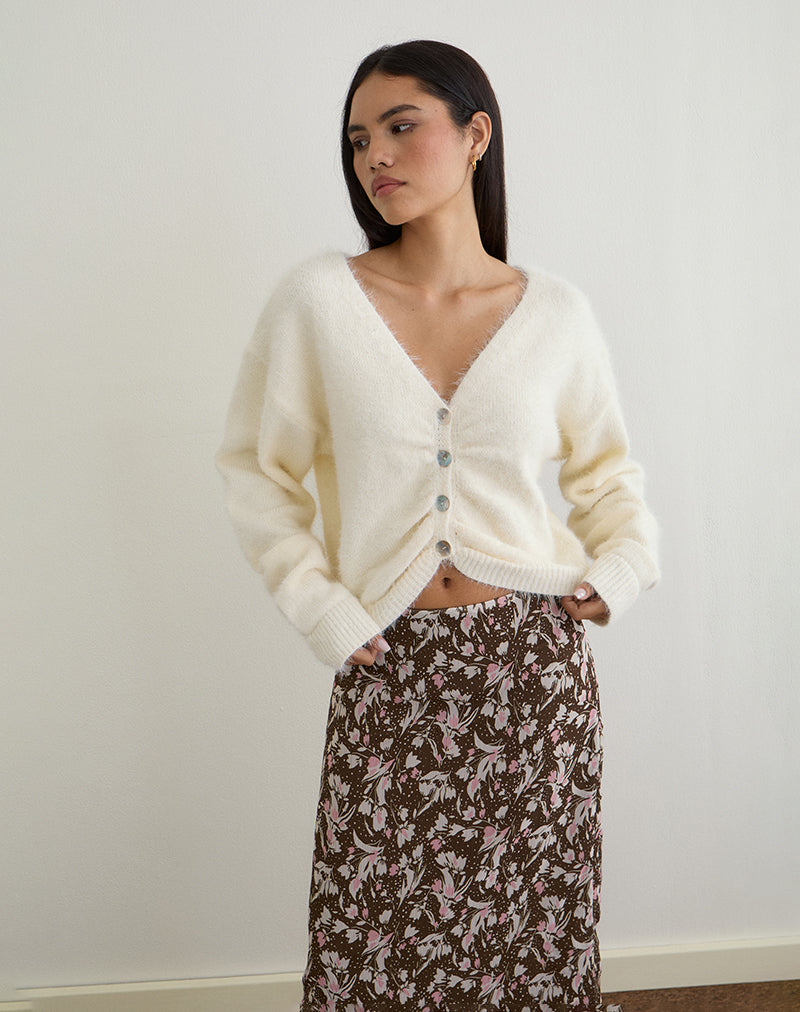 Bild von Jiyo Geraffte Strickjacke in Elfenbein