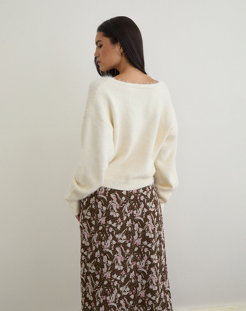 Bild von Jiyo Geraffte Strickjacke in Elfenbein