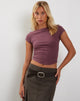 Bild von Jojes Dipped Hem Tee in Baumwolle Hanf Mauve