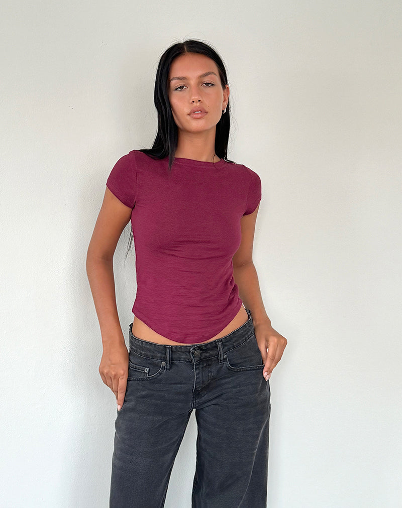 Jojes Jersey Tee in Burgunderrot