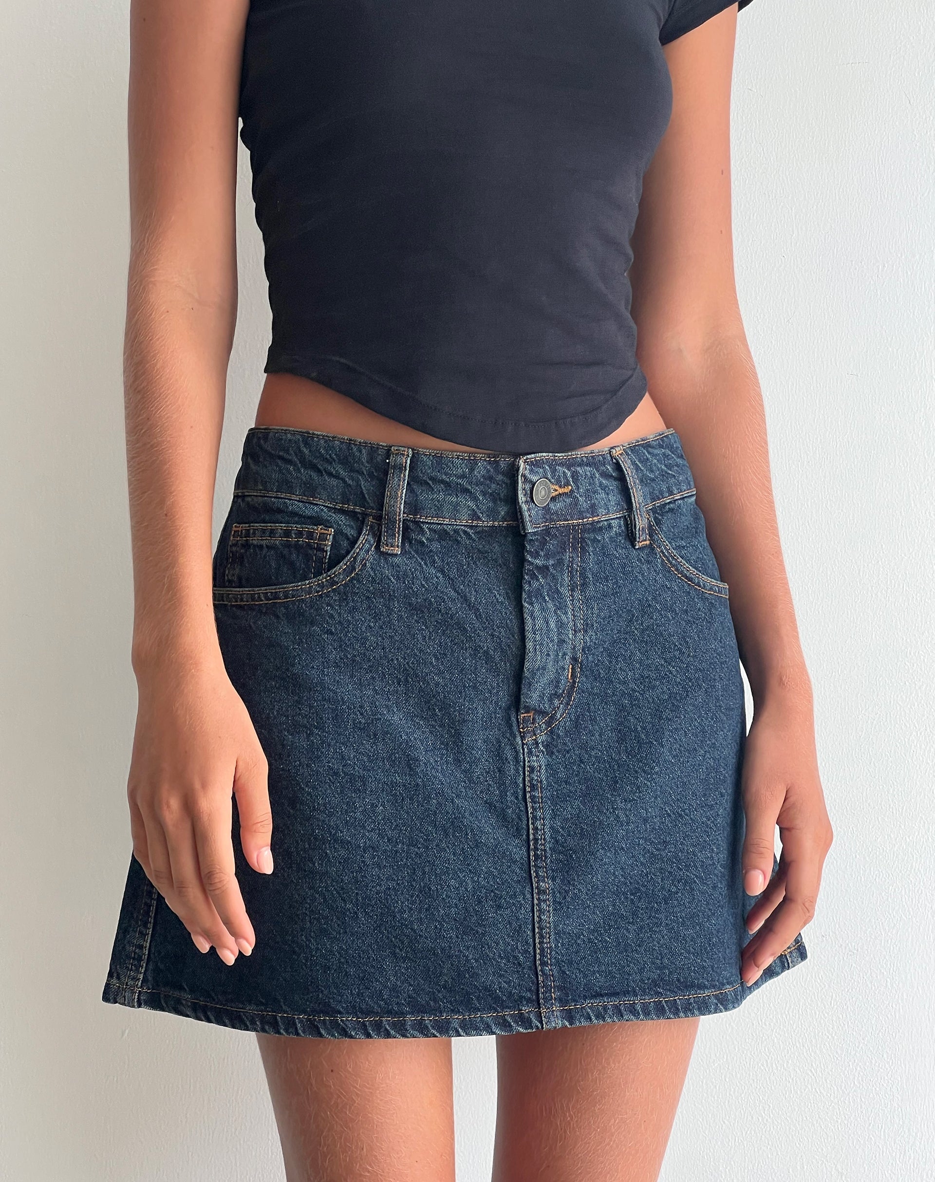 Bild von Mini-Rock in A-Linie aus Denim Indigo