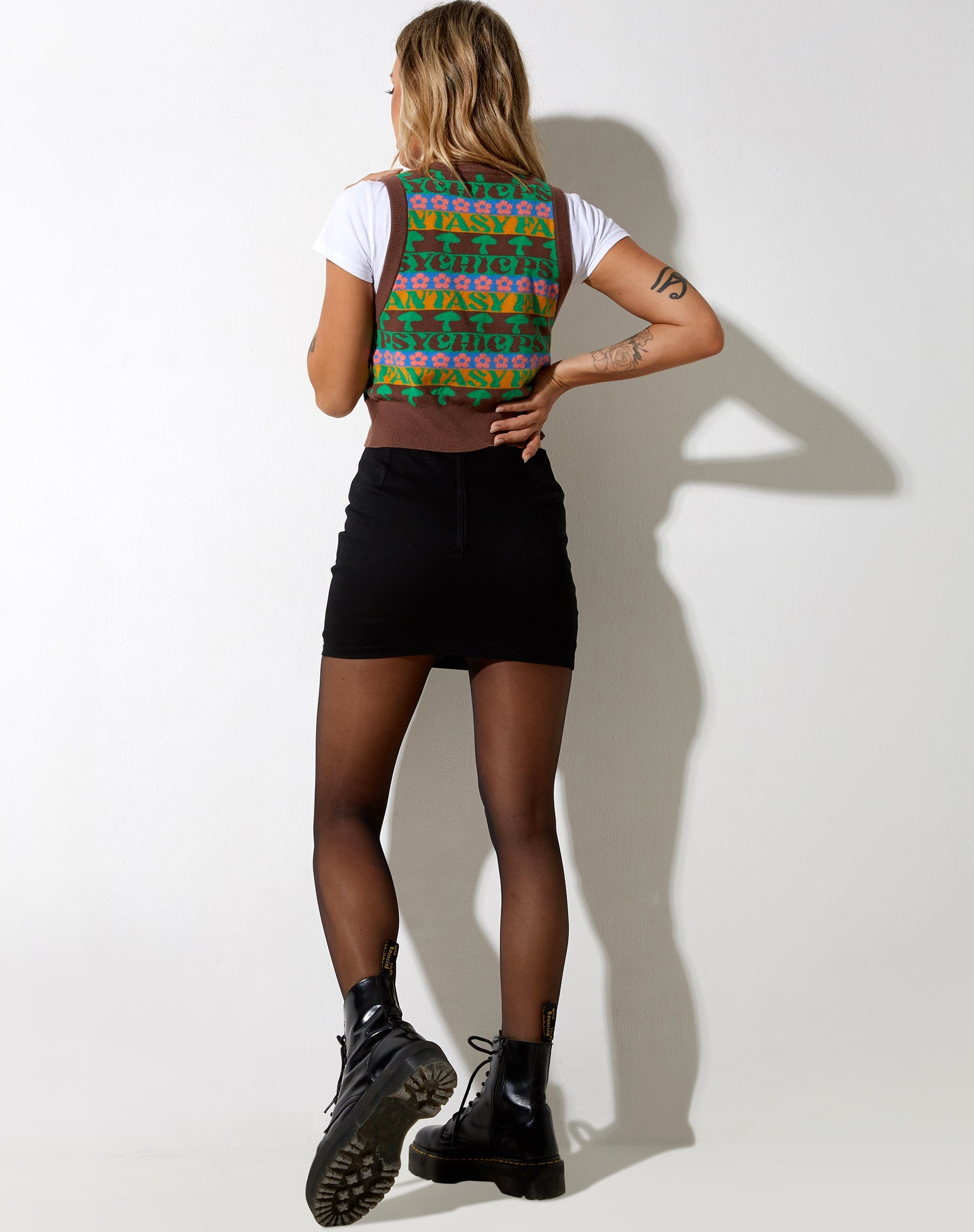 Bild von Joker Vest Top in Knit Fairisle Mix Braun