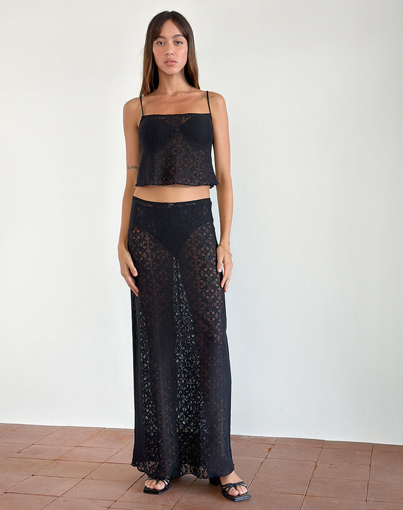 Image of Jolan Cami Top aus schwarzer Klee-Spitze