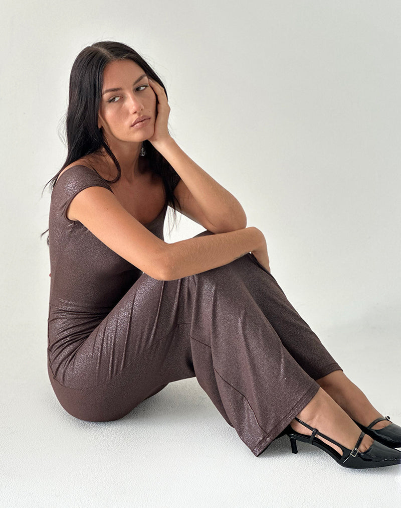 Image of Jolita Maxikleid in Braun Schimmer