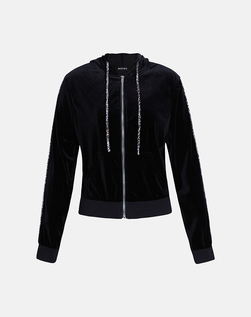 Image of Jona Hoodie in Schwarz mit Leopardenmuster