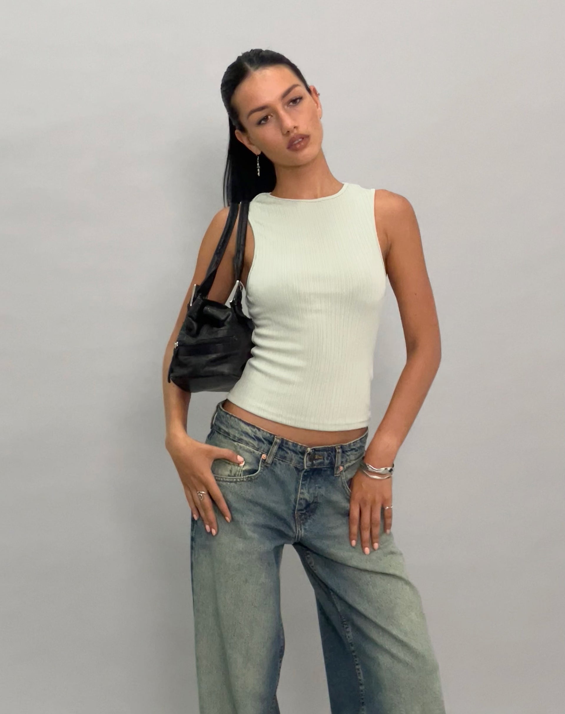 Image of Jordin Hochgeschlossenes Jersey-Top aus geripptem Mint