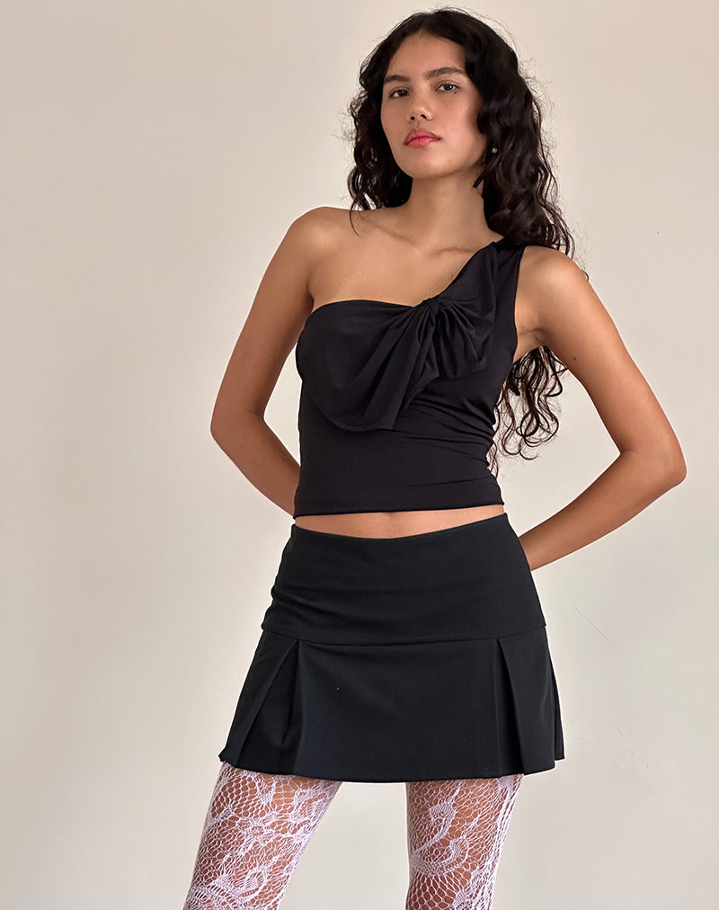 Bild von Jovie One Shoulder Slinky Bow Top in Schwarz