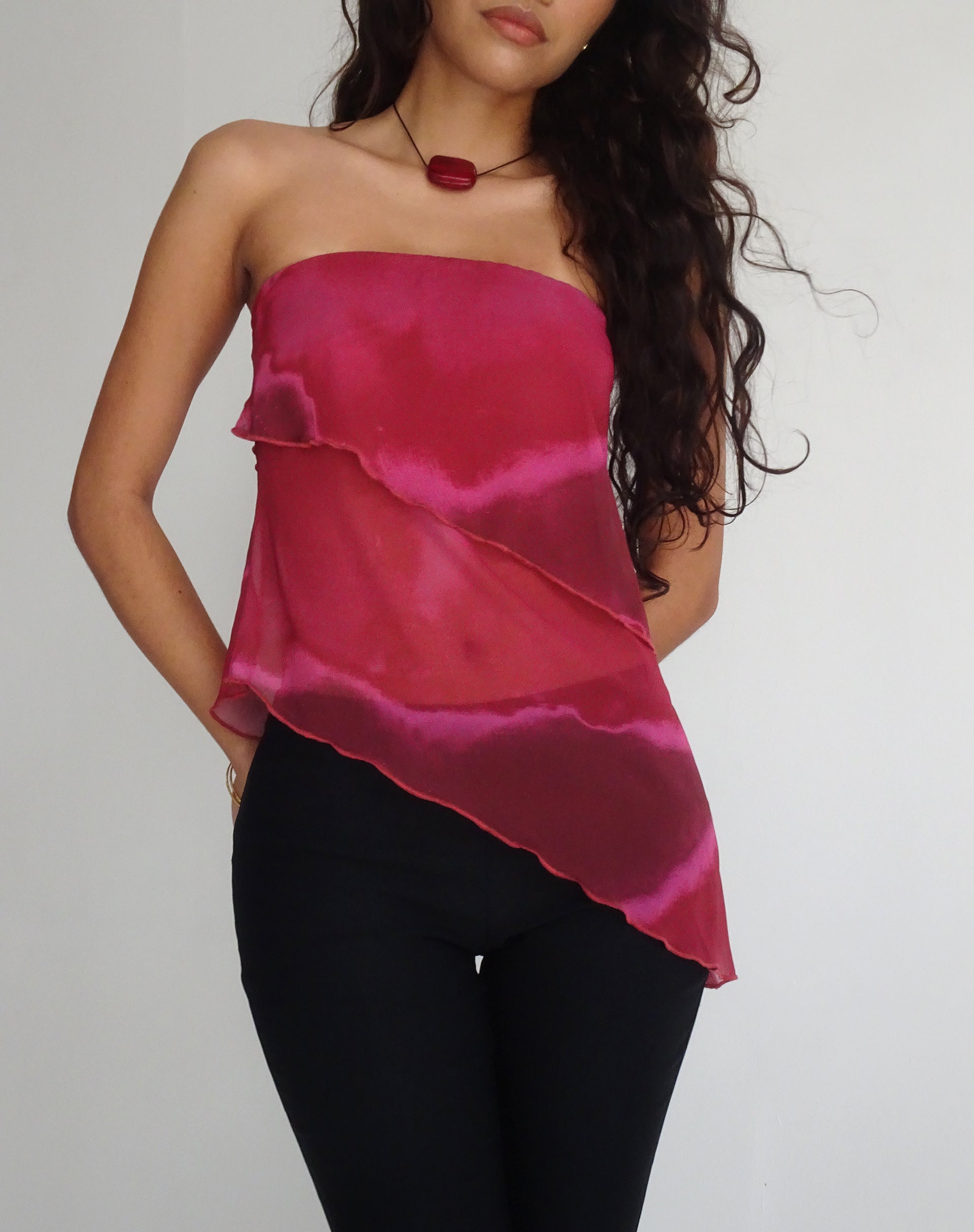 Joyce Longline Waterfall Tube Top in Pflaume Watercolour