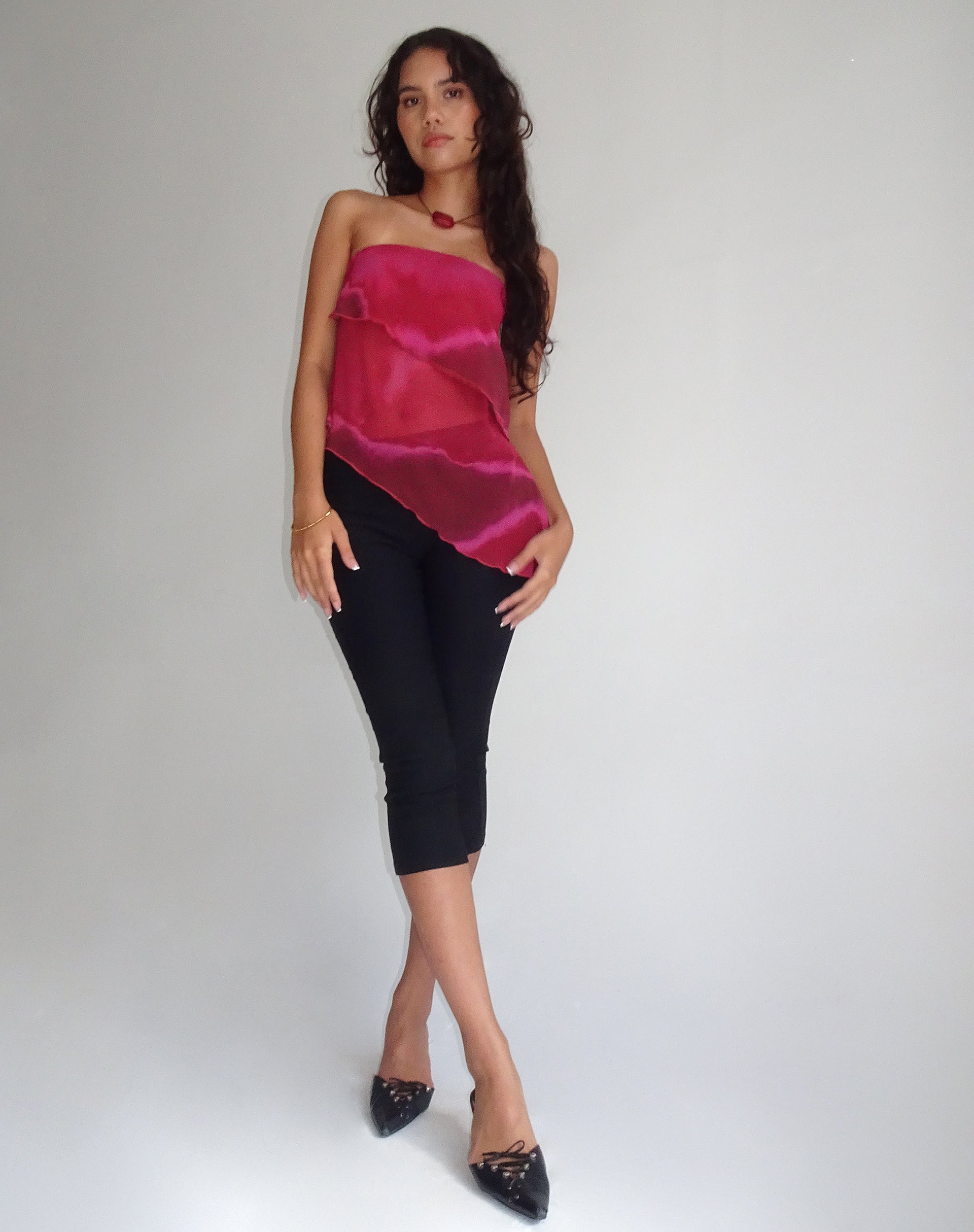 Joyce Longline Waterfall Tube Top in Pflaume Watercolour