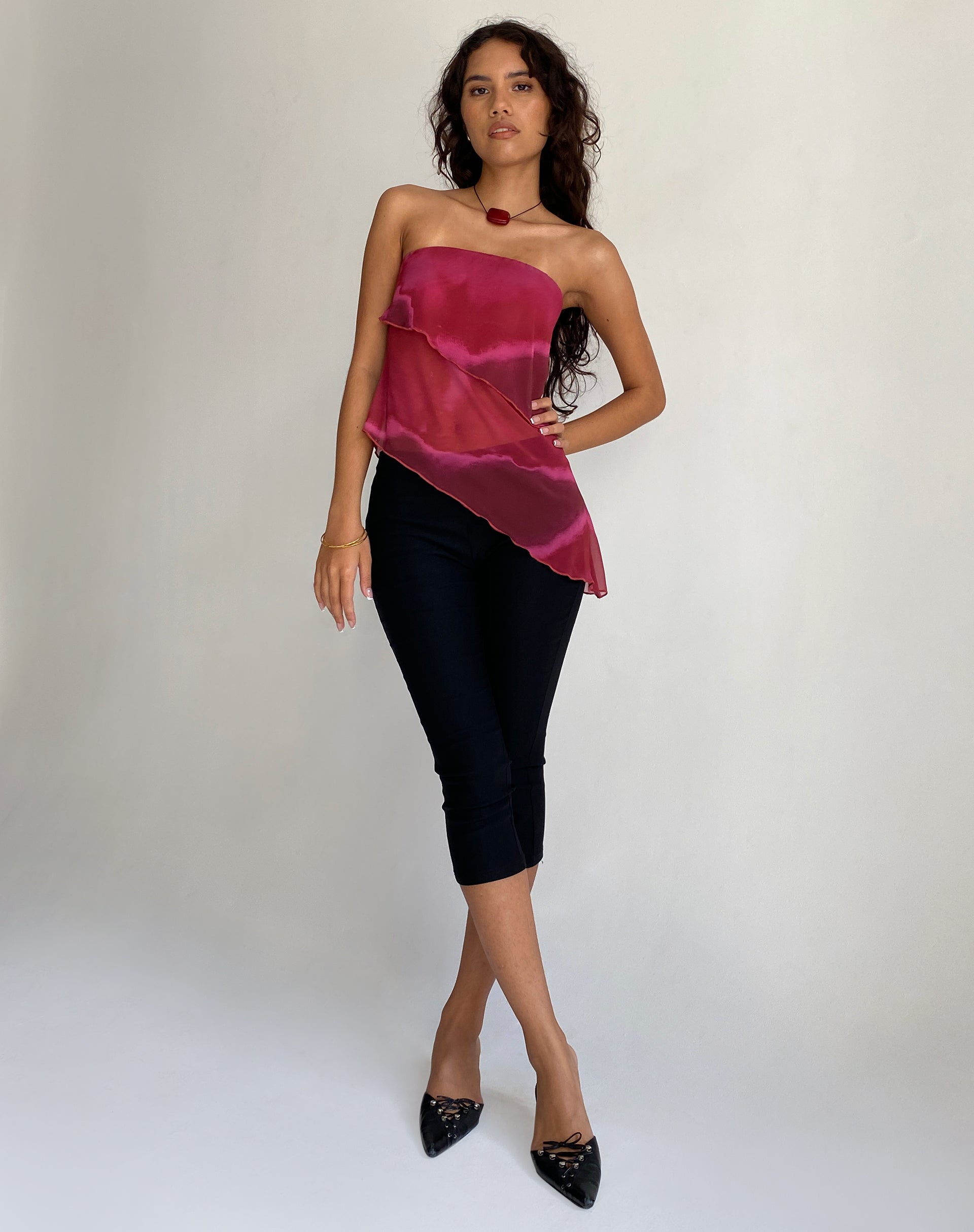 Joyce Longline Waterfall Tube Top in Pflaume Watercolour