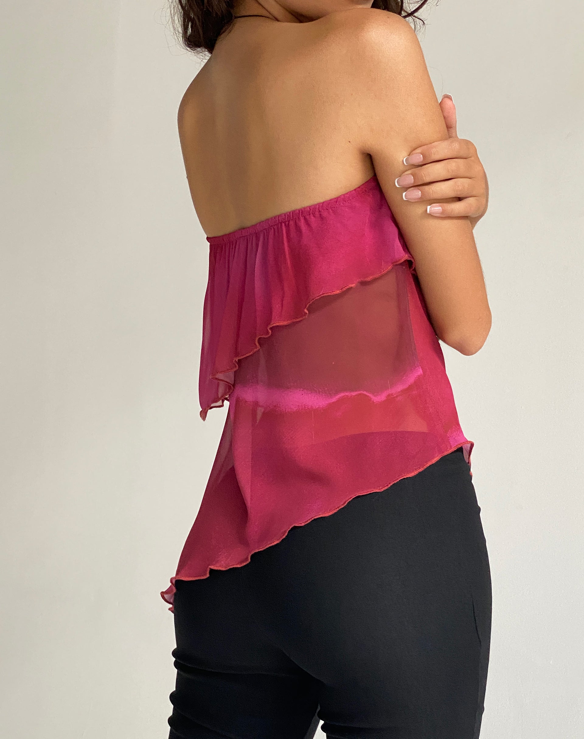 Joyce Longline Waterfall Tube Top in Pflaume Watercolour