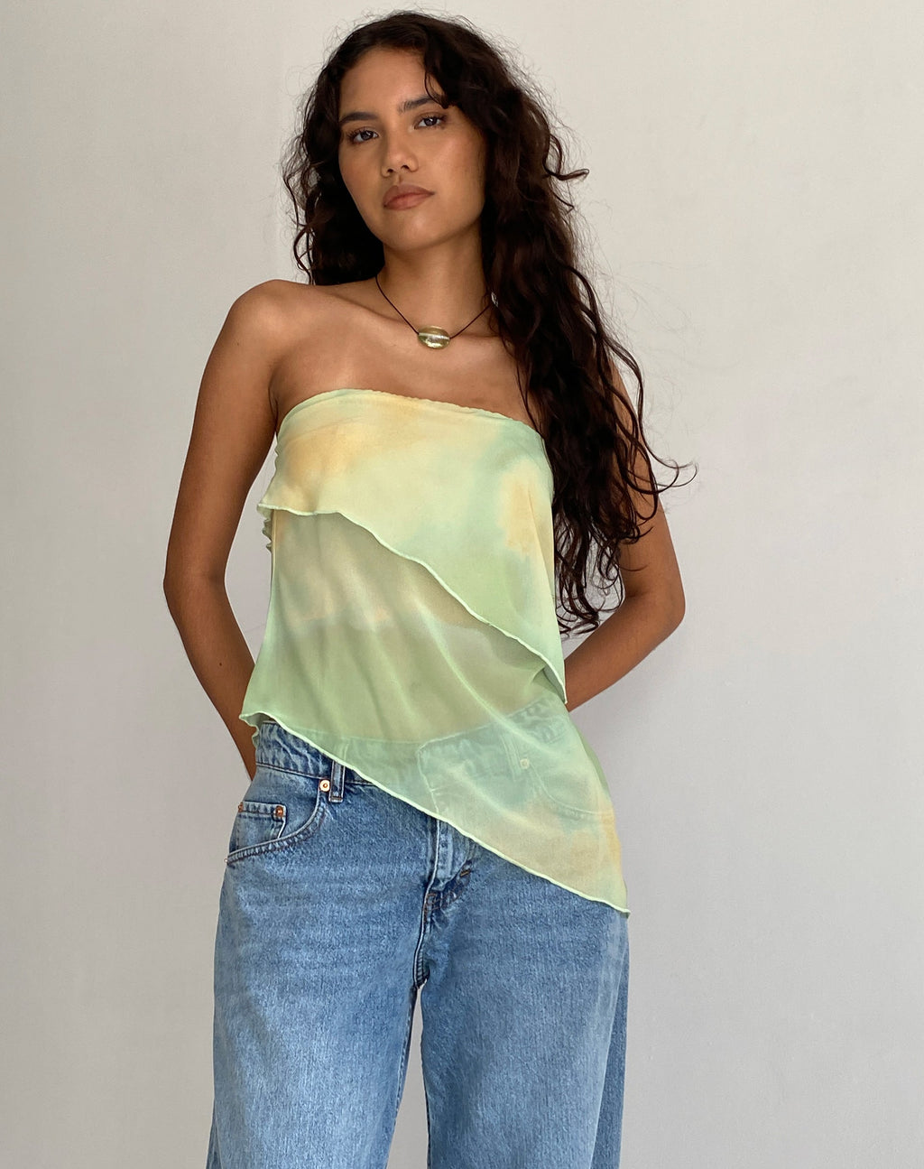 Joyce Longline Waterfall Tube Top in Gelb Aquarell