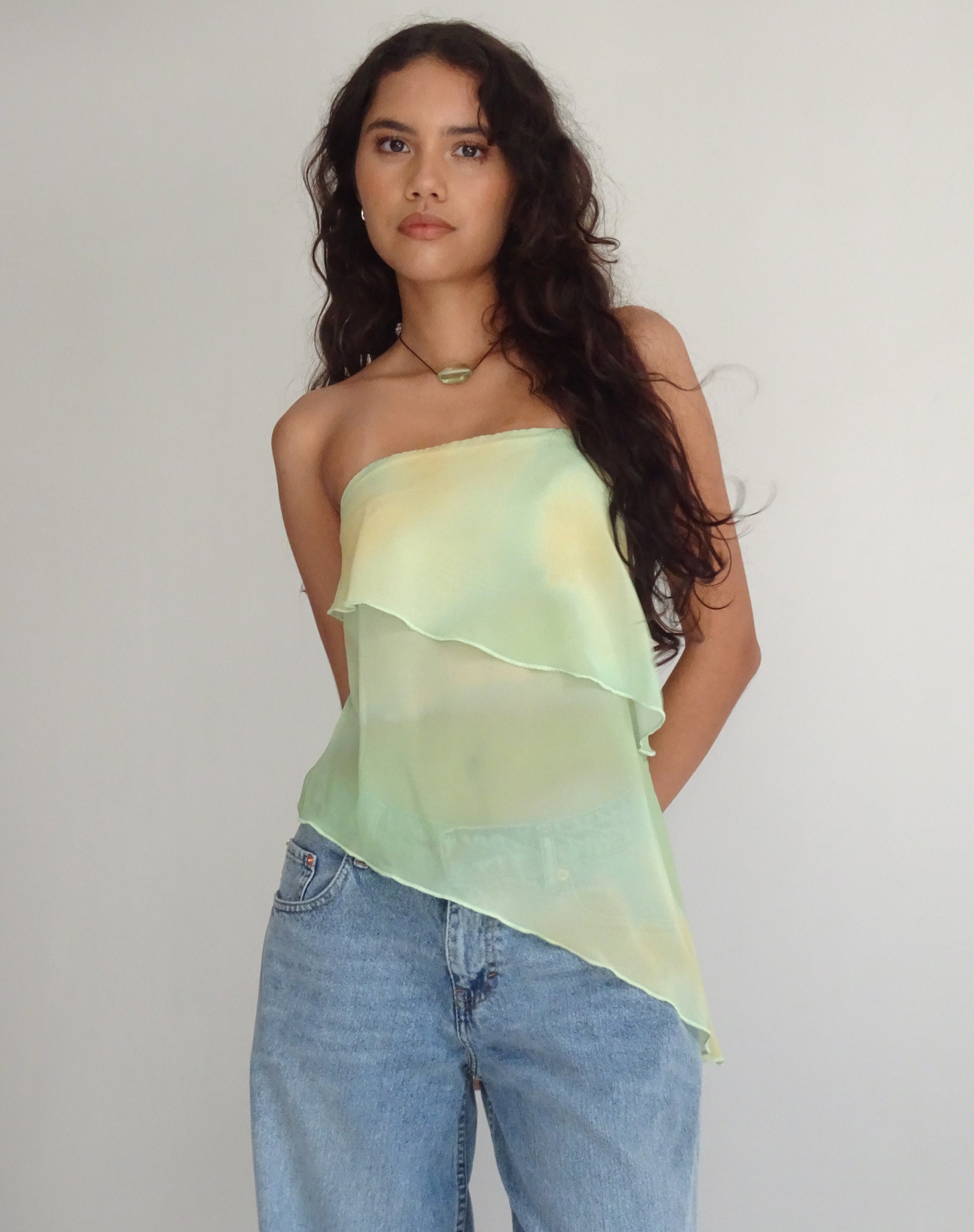 Image of Joyce Longline Waterfall Tube Top in Gelb Aquarell