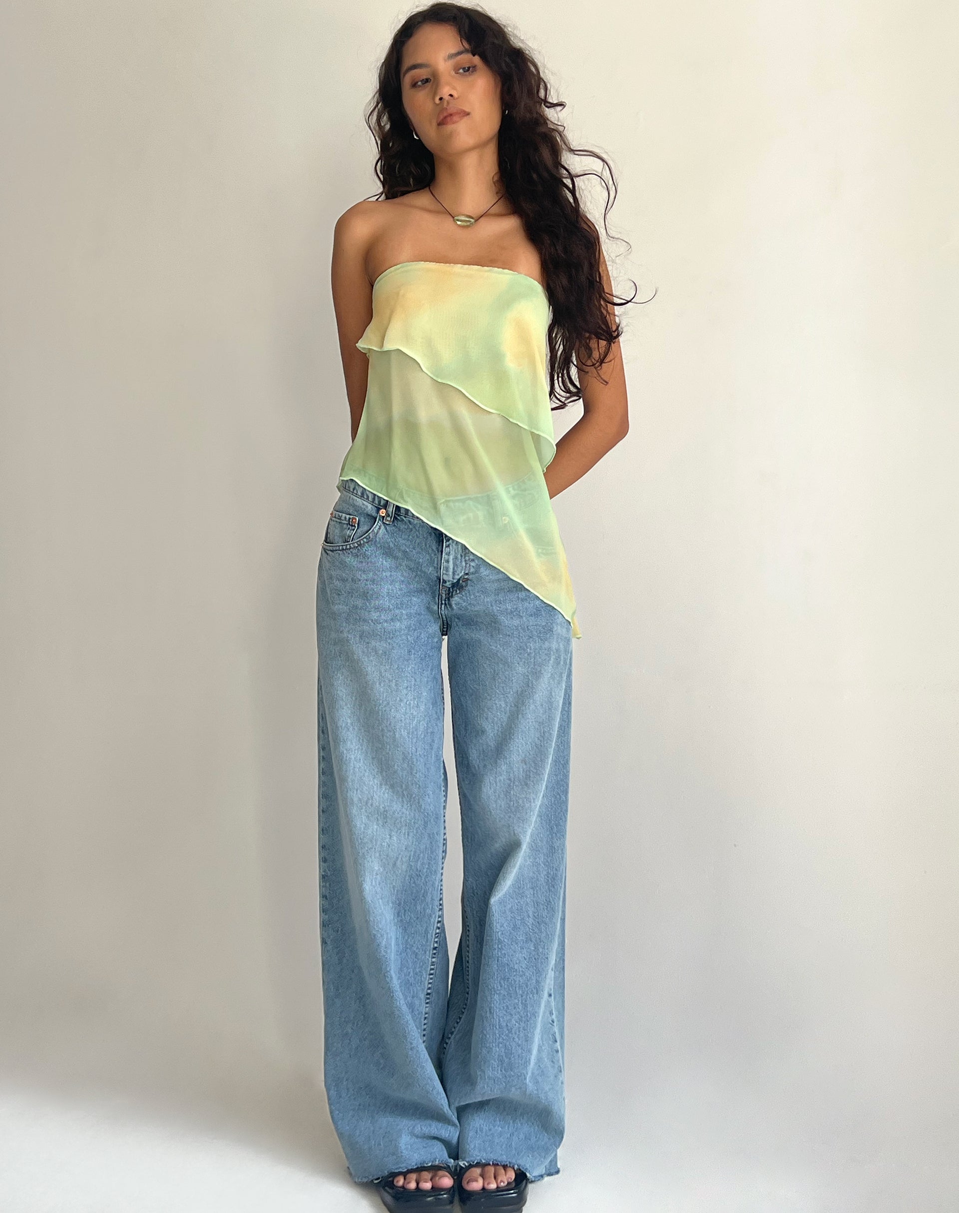 Image of Joyce Longline Waterfall Tube Top in Gelb Aquarell