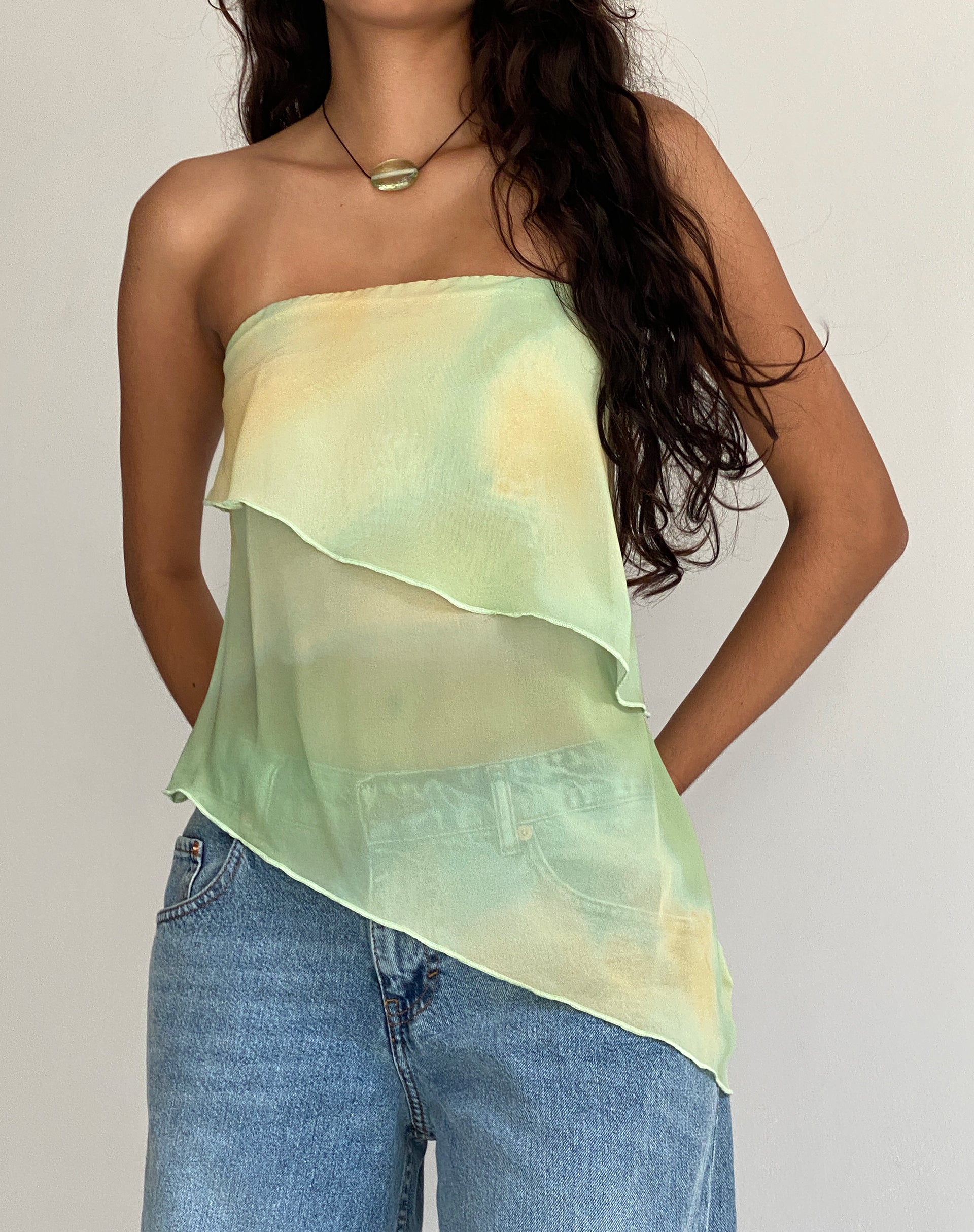 Image of Joyce Longline Waterfall Tube Top in Gelb Aquarell