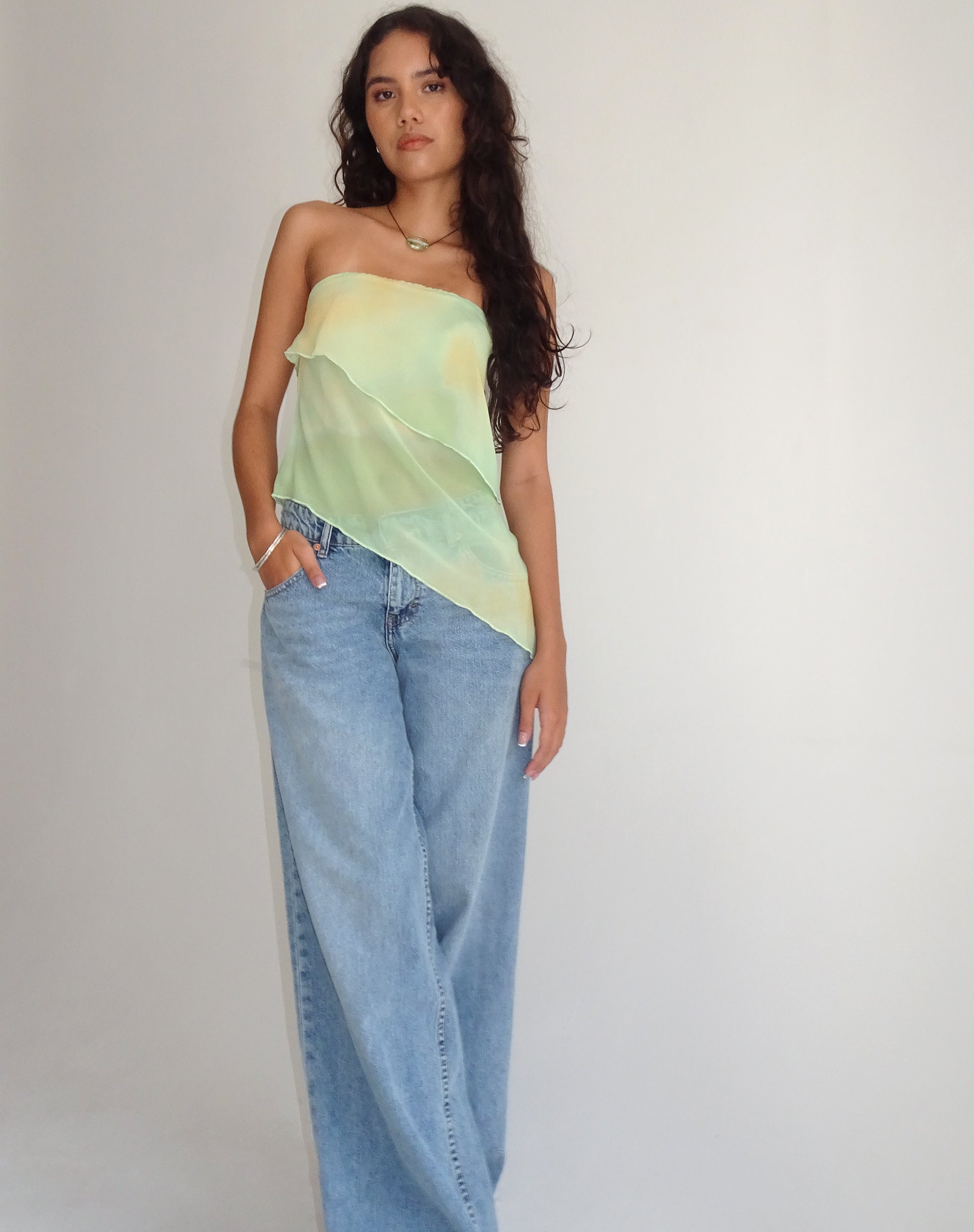 Image of Joyce Longline Waterfall Tube Top in Gelb Aquarell