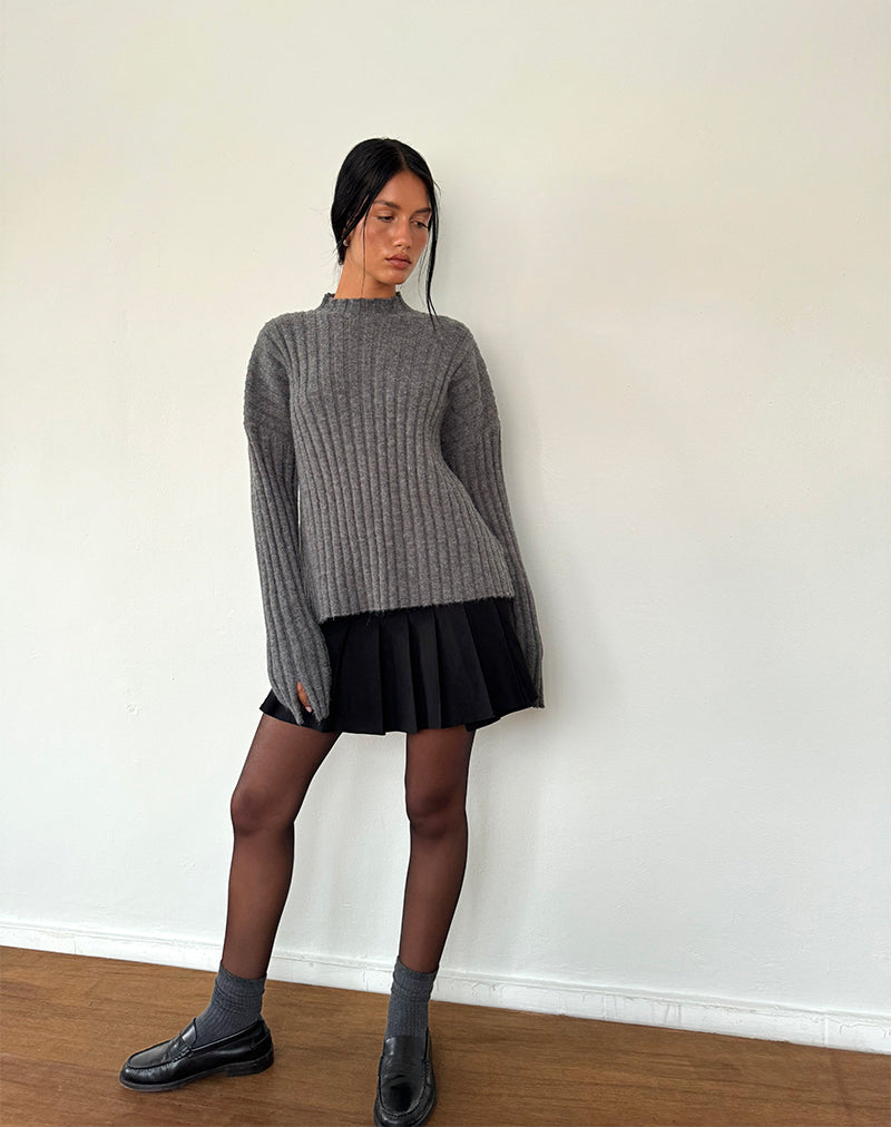 Image of Judah Übergroßer Pullover aus klobigem Rippenstrick in Anthrazit