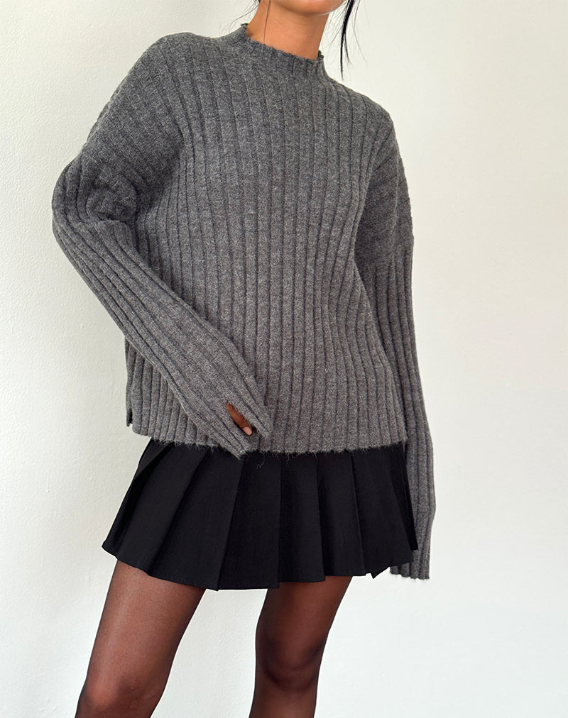 Image of Judah Übergroßer Pullover aus klobigem Rippenstrick in Anthrazit