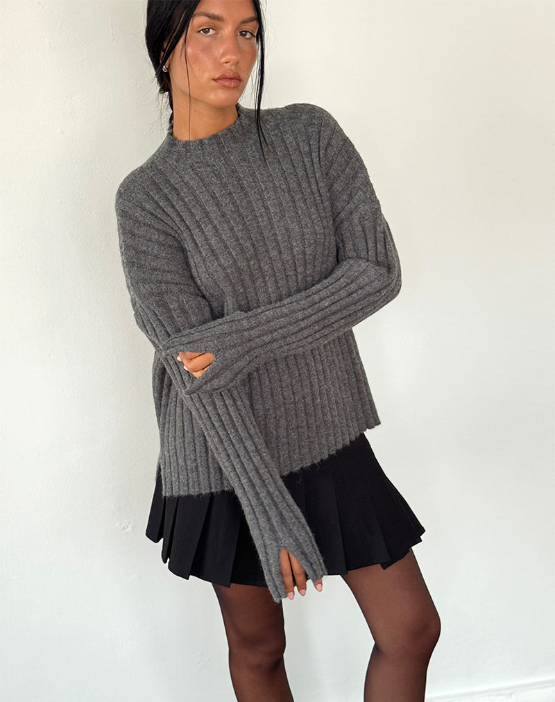 Image of Judah Übergroßer Pullover aus klobigem Rippenstrick in Anthrazit