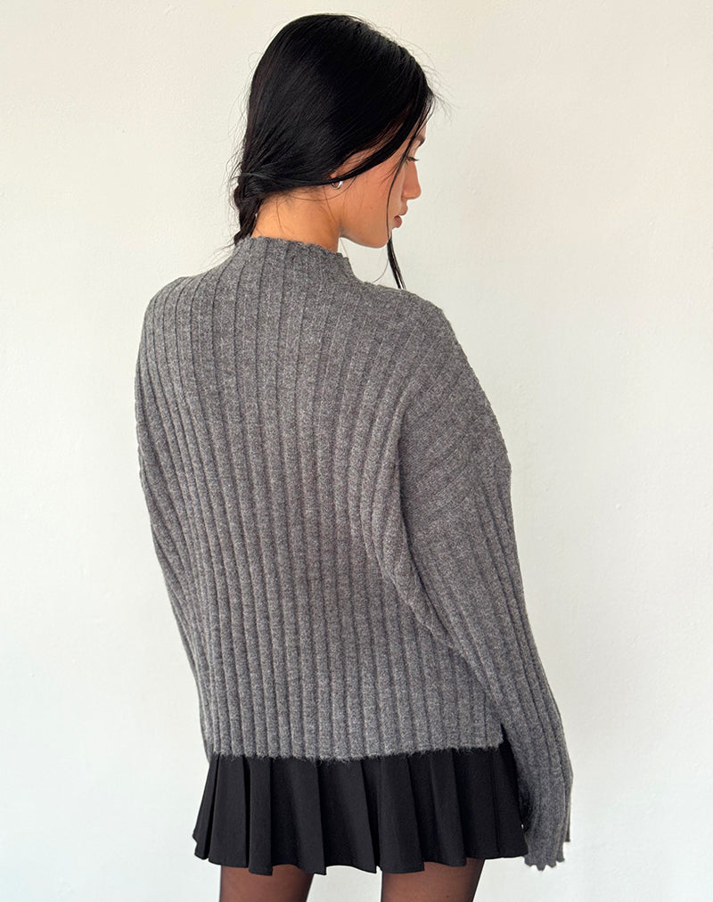 Image of Judah Übergroßer Pullover aus klobigem Rippenstrick in Anthrazit