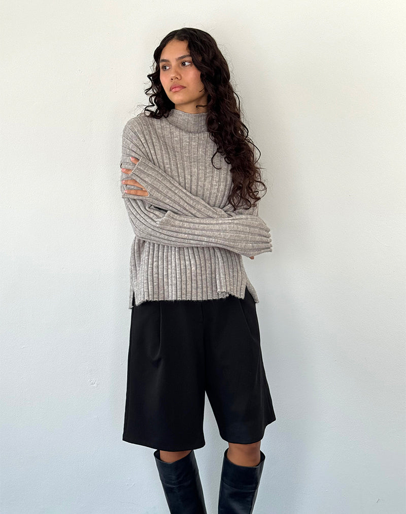 Image of Judah Übergroßer Pullover aus klobigem Rippenstrick in Hellgrau