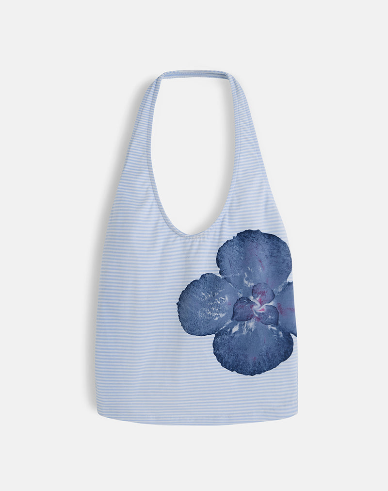 Jules Top aus gestreiften Blumen in Babyblau