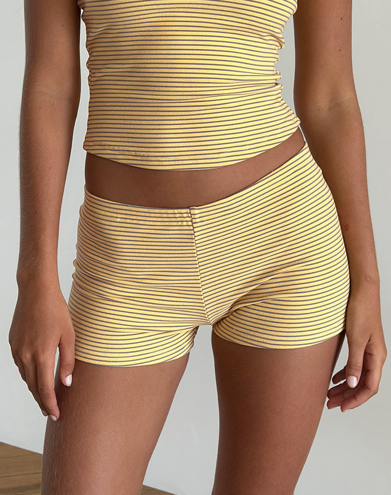 Abbildung von Sera Shorts aus gestreiftem Jersey gelb grau