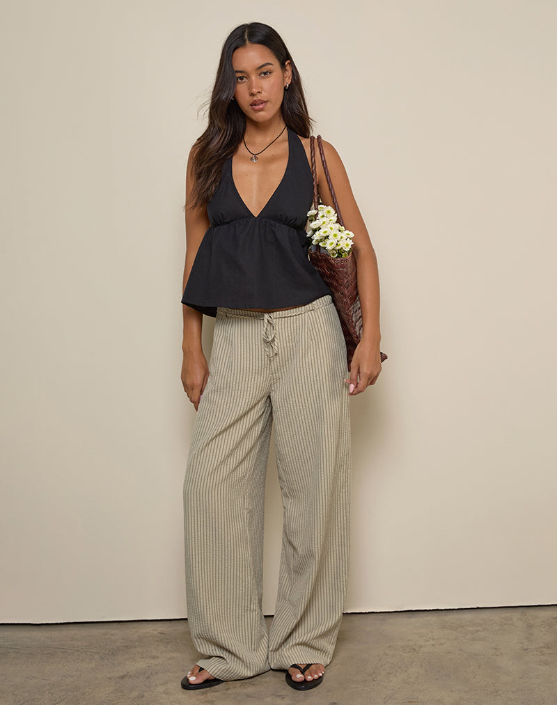 Juria-Hose in neutralem Khaki gestreift