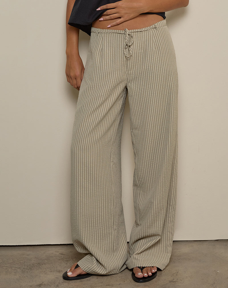Juria-Hose in neutralem Khaki gestreift
