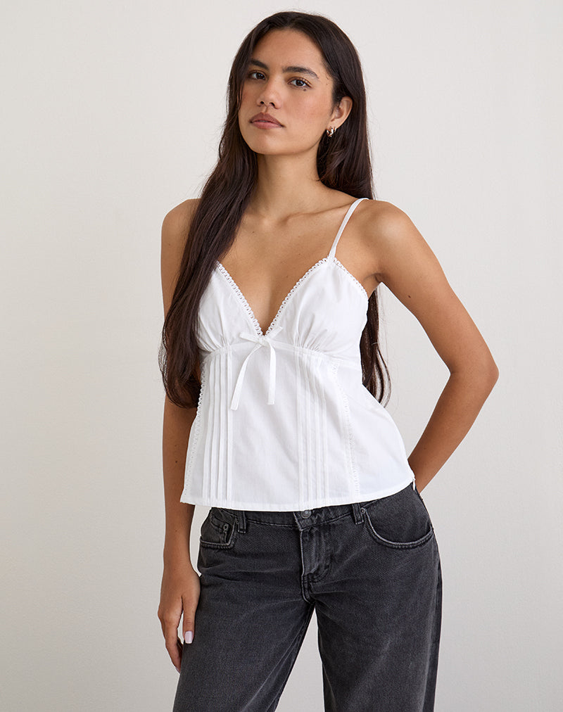 Jepuni Cami Top aus weißer Popeline