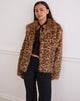 Bild von Joji Crop Kunstpelz Jacke in Braun Leopard