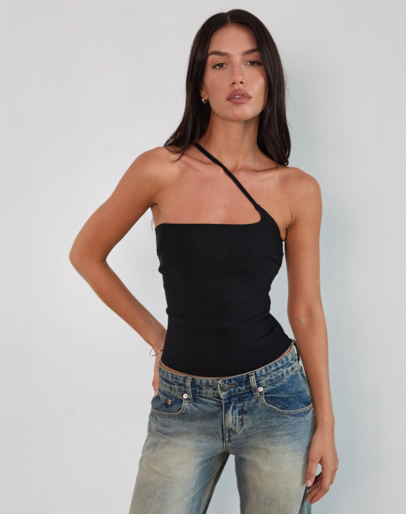 Kacya Asymmetrisches Top in Schwarz mit Schnalle