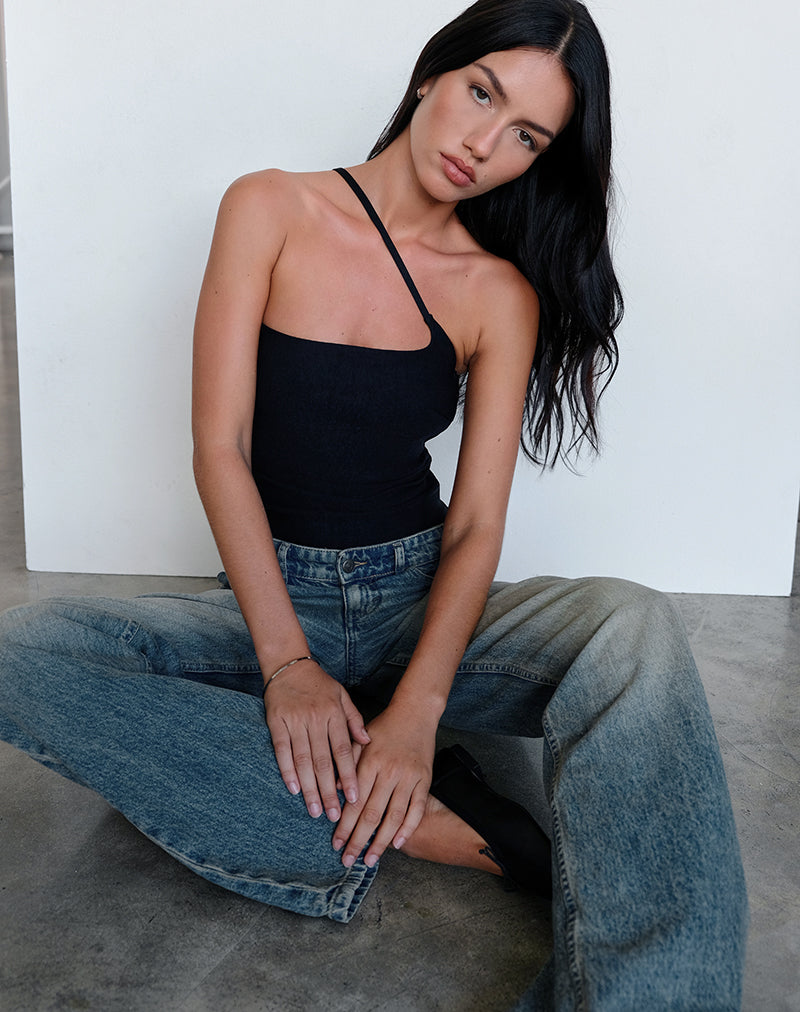 Image of Kacya Asymmetrisches Top in Schwarz mit Schnalle