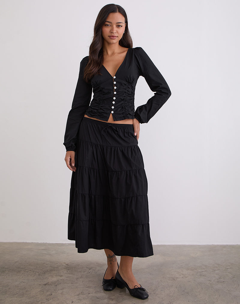 Image of Kadek Taillierte Bluse aus Popeline Schwarz