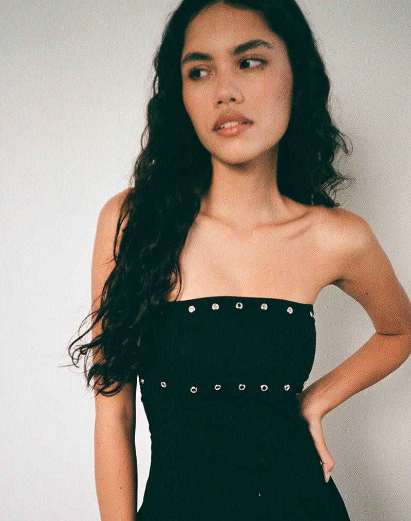 Image of Kafridi Ösen-Minikleid aus Popeline Schwarz