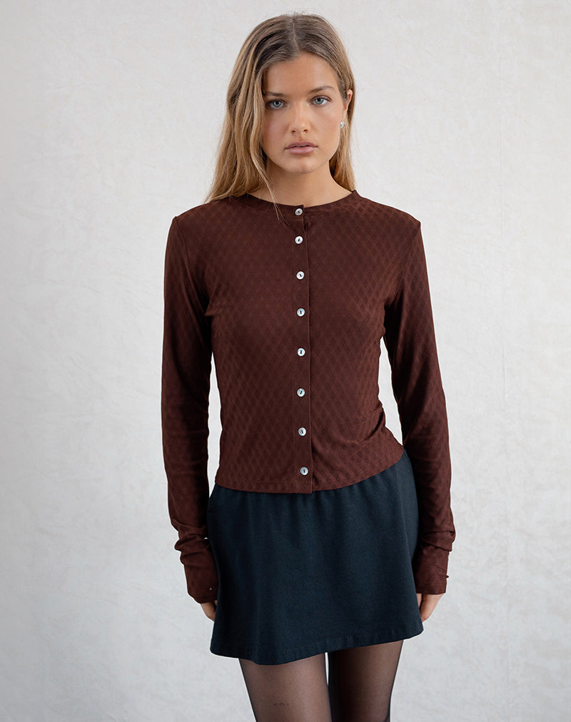 Image of Kahula Hemd aus Argyle Mesh Braun
